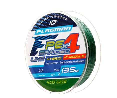 Шнур Flagмan PE Hybrid F4 135м мossGreen 0.08мм. 3.6кг/8Lb (26135-008)