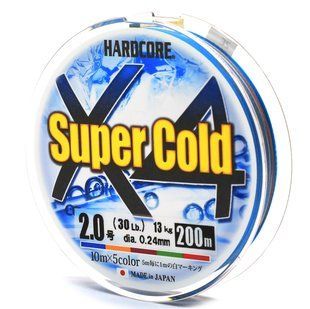Шнур Duel Hardcore Super Cold X4 200м 10.0кг 5Color #1.5/(2197625/H3968)