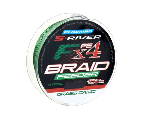 Шнур S-RIVER FEEDER BRAID PE Hybrid Х4 Grass Caмo 0.14мм 8.2kg 100м (SRFB014)
