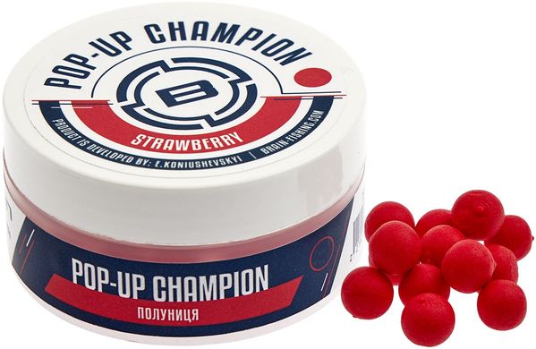 Бойлы Brain Champion Pop-Up Strawberry (клубника) 12мм 34г (1858-21-81)