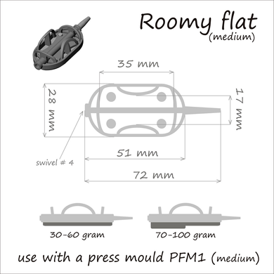 Кормушка ORANGE Roomy Flat Method с вертлюгом №4, 90 гр. (DF590)