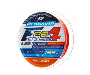 Шнур Flagмan PE Hybrid F4 135м FluoOrange 0.10мм. 4.6кг/10Lb (28135-010)