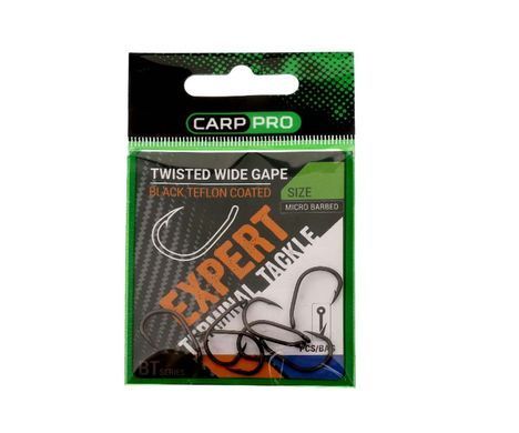 CARP PRO Гачок Короповий TWISTED WIDE GAPE № 4 Black Teflon